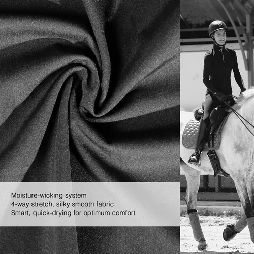 Vista 6 de Harrison Howard Camisa de manga larga para mujer con absorción de sudor ecuestre de secado rápido para montar a caballo con cremallera de 14 capa