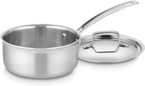 Vista 2 de Cuisinart MCP19-16N Multiclad Pro - Sartén de triple capa de 1.5 cuartos de galón, cacerola con tapa y MultiClad Pro - Sartén abierta de 8 pulgadas