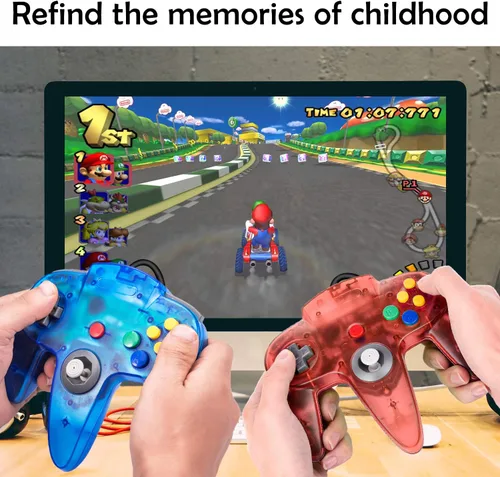 Vista 8 de 2 paquetes de controladores USB retro para juegos N64, PC Classic N64 Game Pad Joypad para Windows PC MAC Raspberry Pi