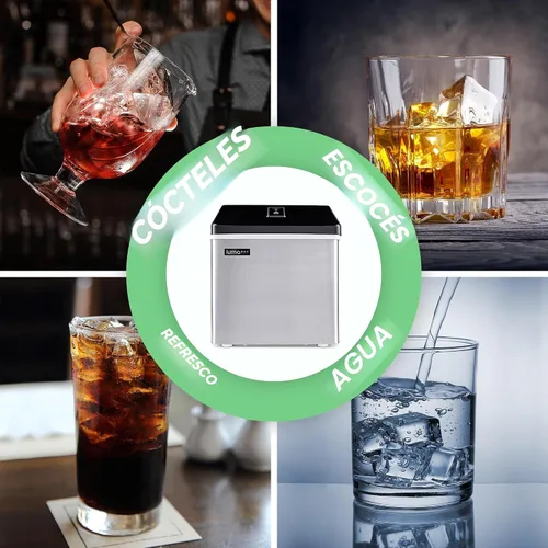 Vista 5 de Luma Clear Cube Ice Maker Máquina Portátil de Hielo para Encimera Primeros Cubos en 15 Minutos, 40 Libras de Hielo en 24 Horas Diseño de Acero