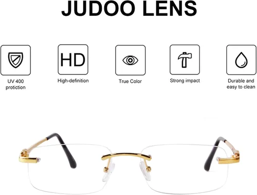 Vista 3 de JUDOO Retro Rimless Rectangle Sunglasses for Men Women Trendy Frameless Tinted Lens Eyewear