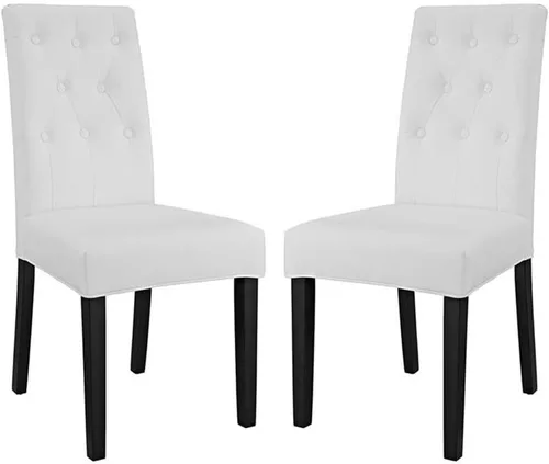 Vista 5 de Modway Confer - Silla Parsons tapizada de piel sintética moderna para cocina y comedor, color blanco