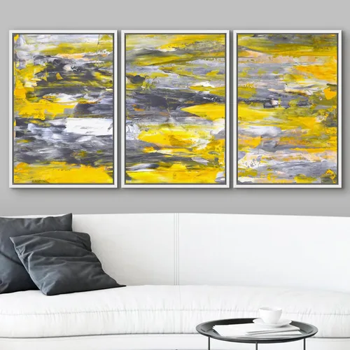 Vista 101 de wall26 Lienzo enmarcado para pared, juego de arte de acuarela pastel, paisaje rural, ilustraciones con formas abstractas, arte moderno, decorativo