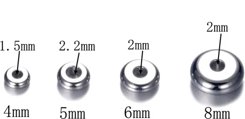 Vista 2 de 160pcs 0.157 in 0.197 in 0.236 in 0.315 in acero inoxidable plano redondo cuentas espaciadores joyería hallazgos accesorios para hacer pulseras