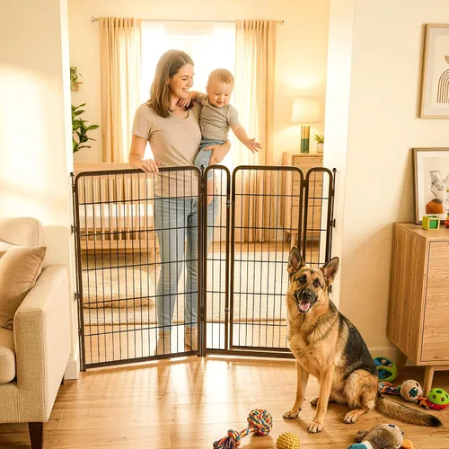 Vista 15 de FXW - Puerta para perro, extra ancha ajustable para aberturas de hasta 46 pulgadas, 24 pulgadas de alto Negro