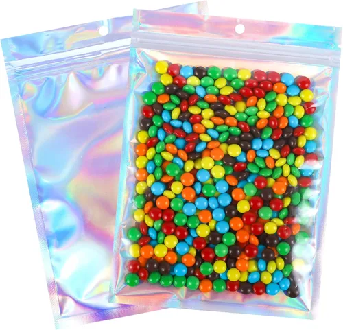 Vista 13 de 100 bolsas pequeñas de sampale (3.1 x 5.5 pulgadas), bolsas resellables a prueba de olores con ventana transparente, bolsa de recuerdo de fiesta
