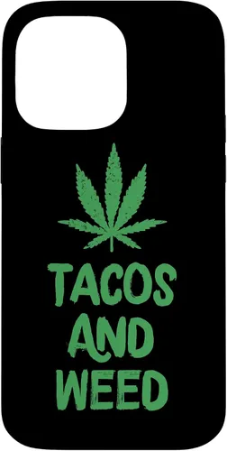 Vista 21 de Carcasa divertida para iPhone 16 Tacos y marihuana de marihuana envejecida