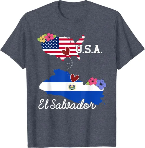 Vista 25 de Camiseta con la bandera salvadoreña de El Salvador de Estados Unidos para mujeres y hombres