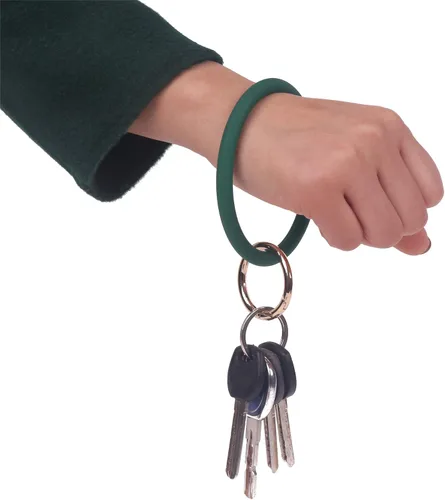 Vista 9 de YAKA Llavero de silicona para muñeca pulsera circular brazalete de goma llavero redondo
