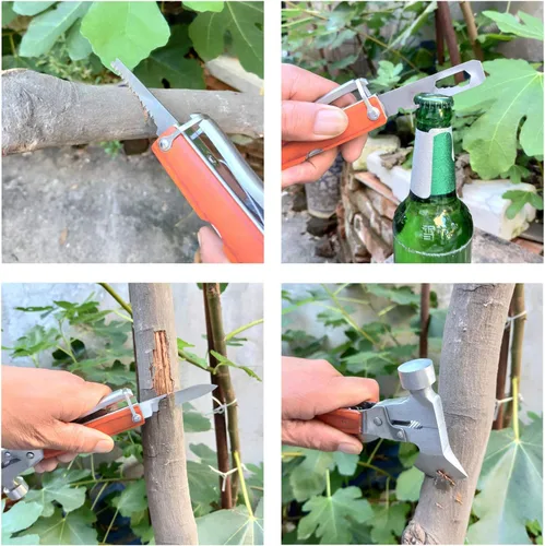 Vista 3 de Herramienta multiherramienta para acampar, equipo de supervivencia 16 en 1, de acero inoxidable, compatible con senderismo, pesca, kit de emergencia