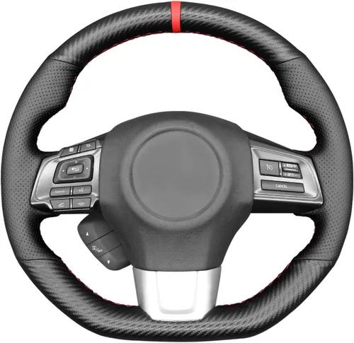 Vista 18 de MEWANT Funda de volante de automóvil transpirable cosida a mano para Subaru WRX 2015-2021 / WRX STI 2015-2021, accesorios para volante Subaru WRX