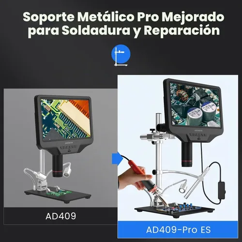 Vista 2 de Andonstar AD409 Pro 10.1" microscopio digital HDMI con endoscopio
