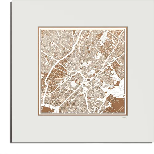 Vista 17 de O3 Design Studio Mapa de corte de papel de París, color negro mate, 20 x 20 pulgadas, arte en papel