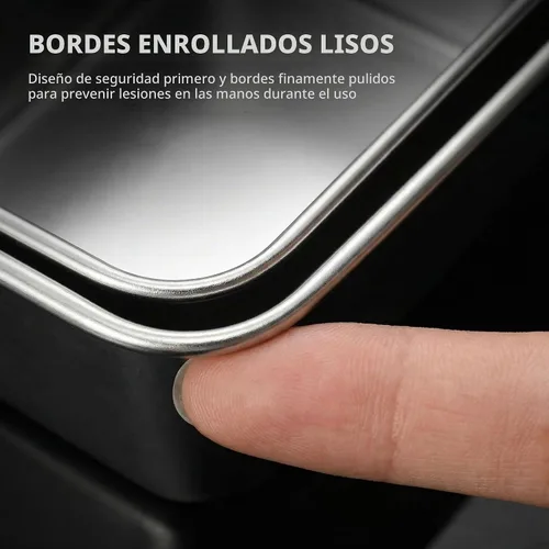 Vista 5 de Caja de condimentos de acero inoxidable con 3 compartimentos con tapa, organizador rectangular de condimentos para especias, coberturas, 13 x 5.5 x