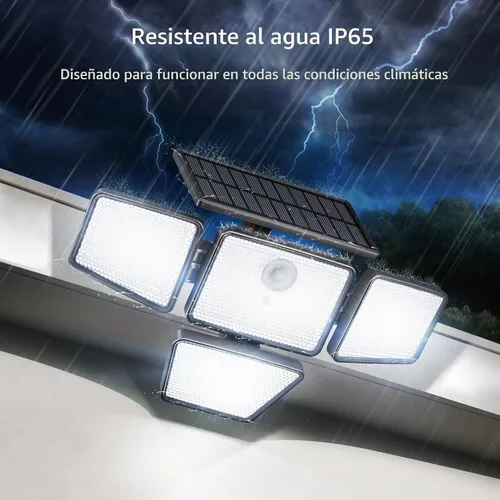 Vista 8 de Philips - Luz de seguridad solar para exteriores, 196 luces LED de montaje en pared con sensor de movimiento PIR, 3 modos, 4 cabezales ajustables