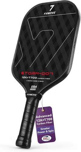 Vista 12 de YVmove 16mm Kevlar T700 Carbon Fiber Pickleball Paddle, USAPA Approved Raw Carbon Texture for Exceptional Spin Explosive Power & Consistent Shot