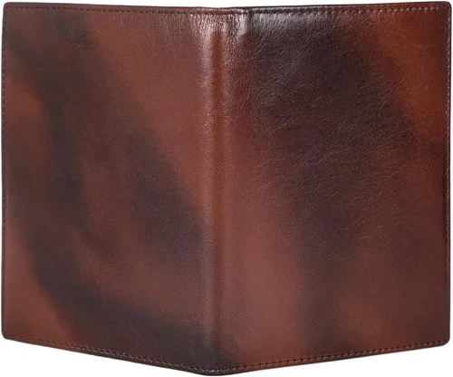 Vista 9 de Polare - Soporte para pasaporte de cuero de grano completo con bloqueo RFID, billetera plegable para viajes, 2 pasaportes, Café, Slim