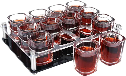 Vista 7 de D&Z Juego de vasos de chupito con bandeja de chupito, vasos de chupito de 2 onzas divertidos para whisky/vodka/cóctel, regalo de 21 cumpleaños
