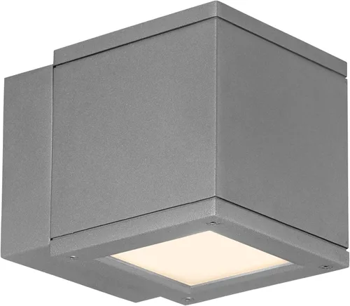 Vista 9 de WAC Lighting WS-W2505-AL Rubix - Lámpara de pared LED para exteriores, doble luz, 3000K, aluminio cepillado