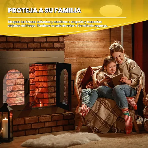 Vista 7 de TOCRETOARE Puerta de chimenea, puertas de lugares de fuego con pantalla y decoración de vidrio, protector de malla de hierro para chimeneas
