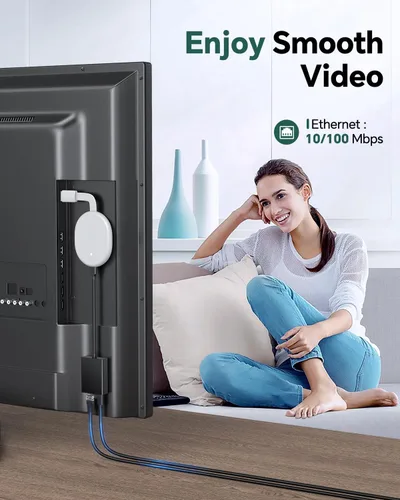 Vista 3 de ZEXMTE Adaptador USB C a Ethernet para Chromecast con Google TV, adaptador de red Ethernet USB C a Rj45, compatible con Chromecast Google TV