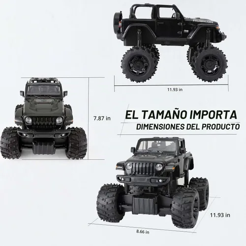 Vista 2 de Coche RC todoterreno con licencia 1/14 para Jeep, puertas abiertas, luces