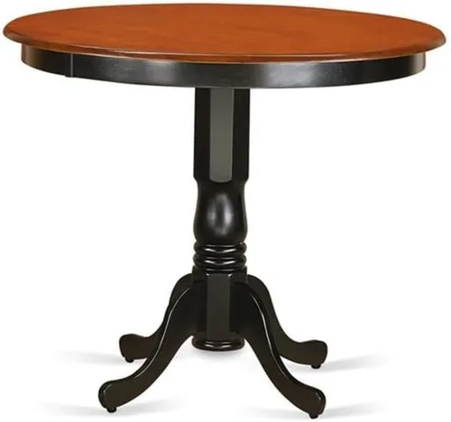 Vista 3 de East West Furniture TRFA5-BLK-W - Juego de pub de 5 piezas de altura de mostrador que incluye una mesa redonda de comedor y 4 sillas de cocina, 42 x