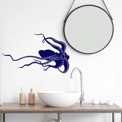 Vista 3 de Vinilo adhesivo para pared, diseño de pulpo, tentáculos, monstruo, animales marinos, poulpe, calcomanías de baño, decoración grande