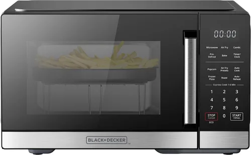 Vista 9 de BLACK+DECKER EM720CB7 Horno microondas digital con puerta giratoria con botón, bloqueo de seguridad para niños, 700 W, acero inoxidable, 0.7 pies