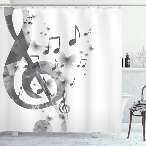 Vista 160 de set de cortina para baño decorativa de tela de poliéster con ganchos