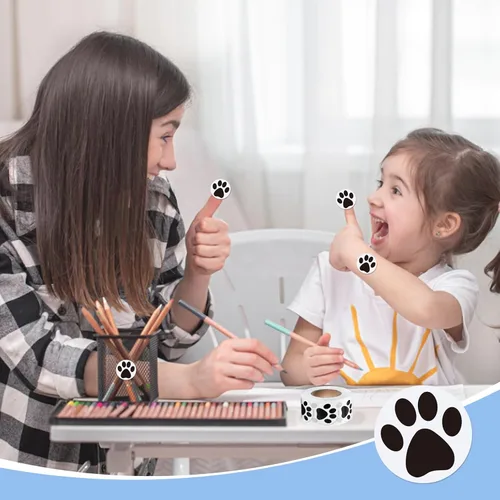 Vista 13 de 500 calcomanías coloridas con estampado de patas, calcomanías autoadhesivas de pata de perro de 1 pulgada 6 Colors for Kids Crafts, Student