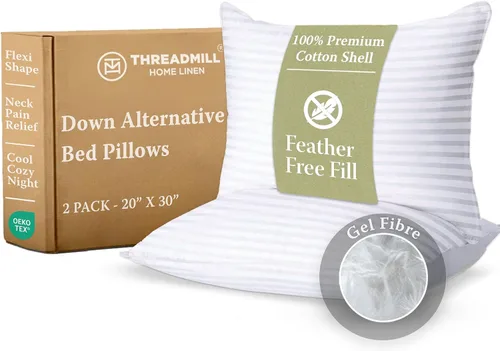 Vista 9 de Threadmill Almohadas de cama suaves tamaño estándar paquete de 2 Almohadas de cama de refrigeración alternativas al plumón para dormir Almohadas