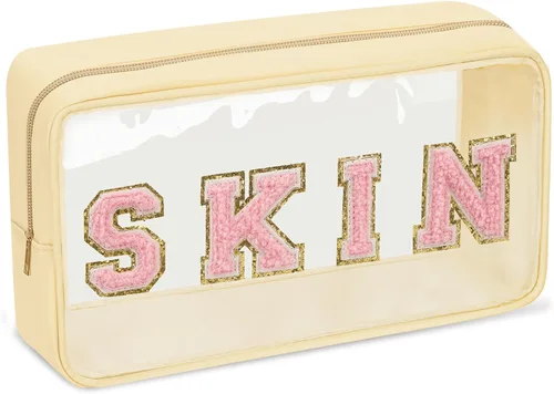 Vista 12 de Iqimott Bolsa de maquillaje transparente para bebé, bolsa de cosméticos personalizada de felpilla para viajes, de nailon, impermeable, artículos