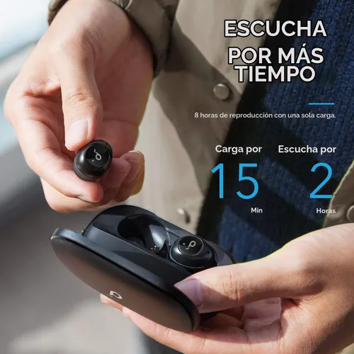 Vista 3 de Soundcore Liberty True - Audífonos inalámbricos, 100 horas de reproducción, sonido de grafeno, carga rápida, ajuste seguro, Bluetooth 5, fácil
