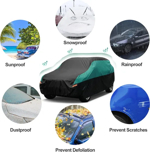 Vista 2 de SEAZEN Funda impermeable para automóvil SUV para todo tipo de clima, cubierta de automóvil para exteriores, protección contra el viento y la nieve