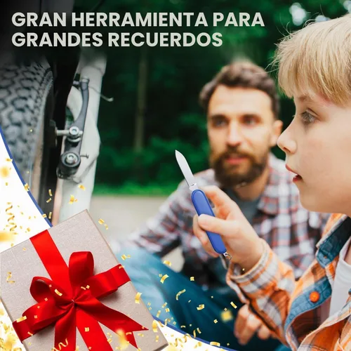 Vista 8 de Cuchillo de bolsillo pequeño 6 en 1 – Llavero multiherramienta – Cuchillo de bolsillo compacto para niños con abridor de botellas, abrelatas 1 azul
