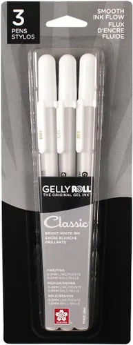 Vista 10 de SAKURA - Bolígrafos de tinta gel Gelly Roll - Puntas medias y gruesas para diario, arte o dibujo - Tinta blanca clásica - Puntas de tamaños variados