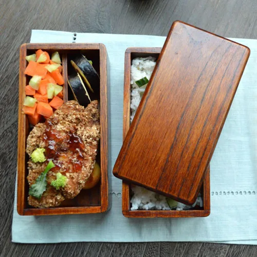 Vista 9 de AOOSY Caja Bento de madera, loncheras, contenedores de almuerzo de madera cuadrados naturales tradicionales japoneses para mujeres y hombres adultos