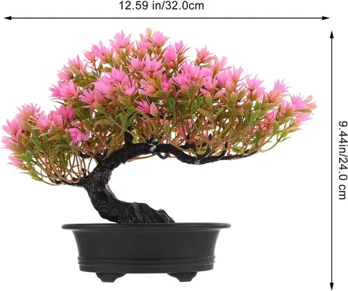 Vista 7 de ERINGOGO Simulación de bienvenida, pino zen, árbol bonsái falso, plantas en maceta, decoración artificial de escritorio, pino falso, decoración