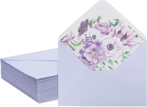 Vista 9 de Paper Junkie Sobres de papelería A7 con forro floral, 7.25 x 5.25 pulgadas, marfil, paquete de 50 unidades, para suministros de fabricación