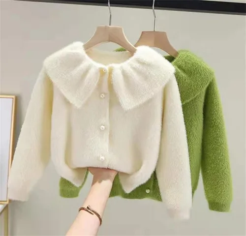 Vista 5 de Suéter de forro polar de manga larga para bebés y niñas, ropa de punto para otoño e invierno para bebés de 1 a 10 años