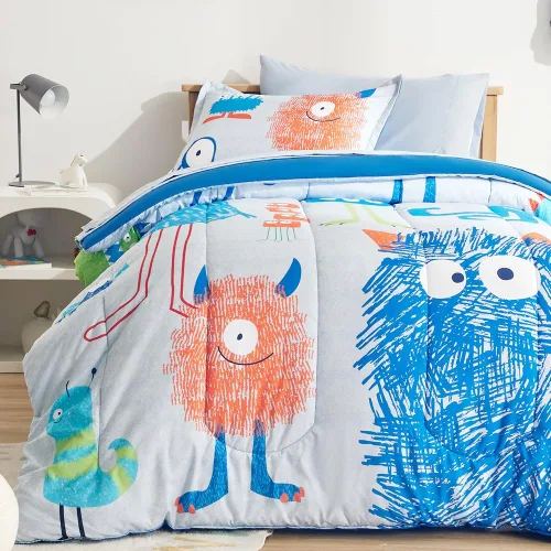 Vista 18 de SLEEP ZONE Juego de edredón de 5 piezas para niños, tamaño individual, súper lindo y suave, ropa de cama para niños en una bolsa, juego de 5 piezas