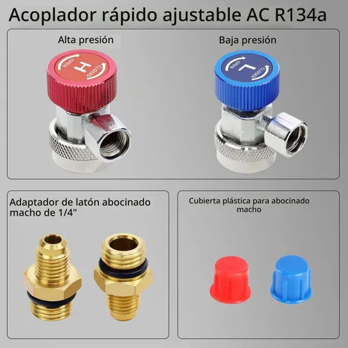 Vista 5 de YSTOOL Automotriz AC R134a Kit de adaptador de acoplador rápido ajustable