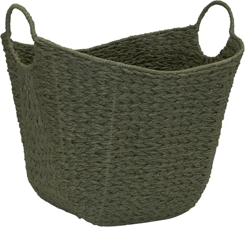 Vista 11 de Household Essentials Cesta de cuerda de papel con asas, cesta de almacenamiento tejida natural, ideal para decoración u organización
