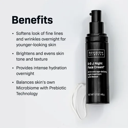 Vista 3 de Revision Skincare D.E.J. Night Face Cream, hidratante intensivo nocturno que cuenta con 0.25% de retinol en una fórmula hidratante rica