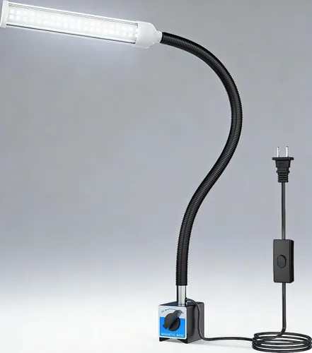 Vista 8 de Luz de trabajo magnética LED, 15W de alta luminosidad, lámpara de cuello de cisne flexible con base magnética fuerte para torno, fresado, prensa