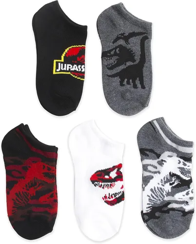 Vista 3 de UNIVERSAL Women's Jurassic World 5 Pack No Show Socks Negro rojo - Multi