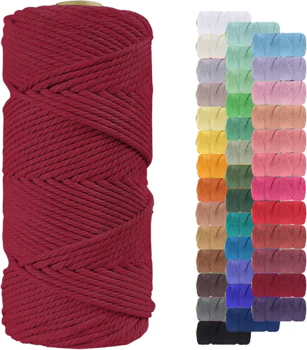 Vista 46 de Cordón de macramé de 0.079 pulgadas, cuerda de algodón natural de 109 yardas, hilo de cuerda de macramé para manualidades, ganchos de pared
