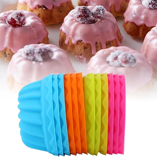 Vista 3 de 12 tazas pequeñas de calabaza para tartas, moldes de silicona para hornear mini moldes antiadherentes para donas magdalenas, magdalenas, tubo