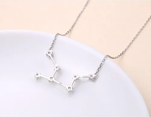 Vista 5 de Collar de plata de ley 925 con circonita cúbica, astrología, 12 constelaciones, signo del horóscopo, astrología, estrella del zodiaco, joyería